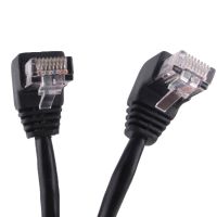 ◐❆ 24AWG CAT5E UTP Side Angled L Shape RJ45 Patch Cord Shape 4PR Twisted Ethernet Cable CAT5 Lan RJ45 Cable Gigabit Elbow 3m