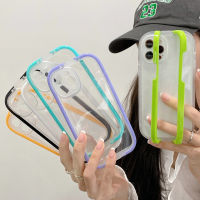 2 in 1 สายรัดข้อมือโปร่งใสเคสโทรศัพท์สำหรับ iPhone 13 12 11 PRO MAX XR XS MAX X 7 8 PLUS 11Pro 13 12 ขาตั้งผู้ถือกันกระแทก Soft COVER