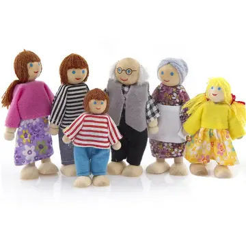 Wooden Dolls Toys Figures Furniture House Family Miniature 7