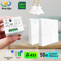 WenQia RF 433MHz สวิตช์ควบคุมระยะไกลไร้สาย AC 220V 230V โมดูลตัวรับสัญญาณรีเลย์ขนาดเล็กและสวิตช์แผงผนังสำหรับไฟ LED โคมไฟพัดลมเปิด/ปิด