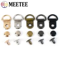 5/10/20Sets 9x14mm Metal D Ring Buckle Nail Screw Carabiner Shoes Bag Strap Leather Belt Clasp Snap Hook Craft Sewing Accessory