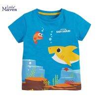 Summer Baby Boys T-Shirts Short Sleeves Clothes with Baby Animal Shark Pattern for Children Cotton Top Tees