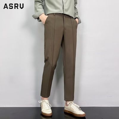 ASRV กางเกงสูท สูทผู้ชาย กางเกงสูทของผู้ชายกางเกงสีทึบกางเกงผู้ชายขาสามส่วนวัยรุ่นใส่ลำลองกางเกงขายาวแบบใหม่