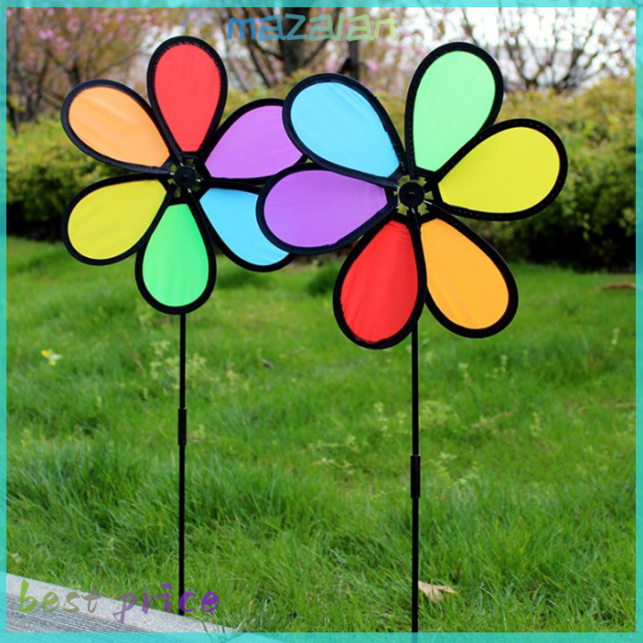 mazalan-ใหม่สีสันสายรุ้ง-dazy-flower-spinner-wind-garden-yard-ตกแต่งกลางแจ้ง