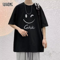 Suikone เสื้อยืดคอกลมเสื้อลำลองผู้ชายแฟชั่นเรียบง่ายแขนสั้นหลวม