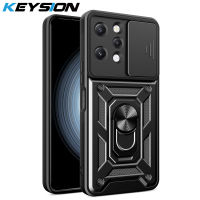 เคสกันกระแทก KEYSION สำหรับ Redmi 12 12C สไลด์กดดึงป้องกันเลนส์กล้องขาตั้งโทรศัพท์ที่ครอบสำหรับ Xiaomi โทรศัพท์ Redmi Note 12 4G