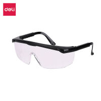 Deli แว่นตาเซฟตี้ แว่นเซฟตี้ แว่นตานิรภัย แว่นตา ป้องกัน UV99.9% แท้ สีใส กันสะเก็ด protective goggles