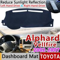 แผ่นปิดแดชบอร์ดหลอดไฟกันเสื่อกันลื่นสำหรับ Toyota Alphard Vellfire 10 AH10 2002 ~ 2007แผ่นติดแผงหน้าปัดม่านบังแดดอุปกรณ์เสริม2004 2006 2005