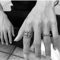 Chrome Hearts1☇⊙ European and American retro trendy men and women personality opening cross flower ring couple pair ring fashion index finger ring