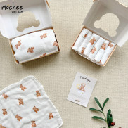 Set 6 khăn sữa vải xô sợi tre organic Mochee 30x30cm