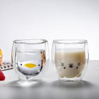 【Lovely Cartoon Glass Cup】250ML Creative Cute Bear Coffee Mug Double-layer Whiskey Beer Glass Cups Heat-resistant Handmade Milk Juice Cups Drinkware