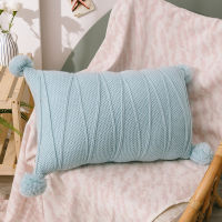 Pompoms Cushion Cover Rectangle Pink Blue Orange Pillow Case 35*55cm Soft Knit Home decoration Pillow Cover for Living room Sofa