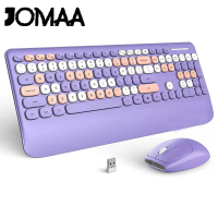 JOMAA 2.4G USB ไร้สายสีสันคีย์บอร์ดชุดเต็มขนาด106คีย์แป้นพิมพ์เงียบสำหรับพีซีเดสก์ท็อปคอมพิวเตอร์แล็ปท็อป Mac Windows