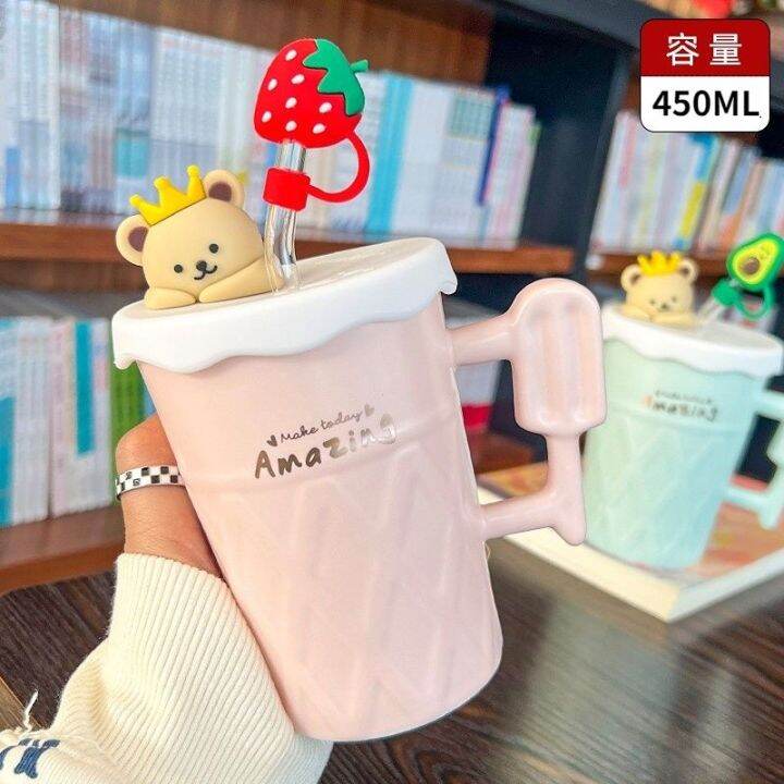 cute-cup-office-ins-high-value-large-capacity-ceramic-cup-with-lid-girl-straw-water-cup-home-gift