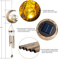 R Iron Fairy LED Wind Chimes ไฟ Solar Moon Sun Stars Hangings โคมไฟสำหรับคริสต์มาสงานแต่งงานอีสเตอร์ Party Home Outdoor Decor