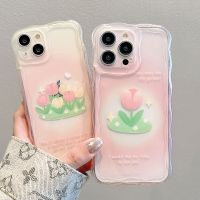 .Suitable For iPhone 14 Pro Max Fashion transparent tulip flower pattern Phone Case for 11 12 13 Soft silicone Back Cover