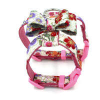 Puppy Dog Harness Velvet &amp; Leather Leash for Small Dog Puppy Cat Chihuahua Pink Collar Products