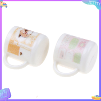 ? JCTTTY ? 2pcs 1/12ตุ๊กตาเครื่องครัวตกแต่งกาแฟถ้วยแก้วขนาดเล็กของเล่น