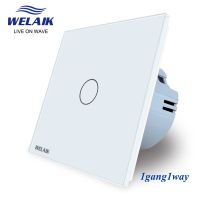 WELAIK EU European Touch Switch 80*80mm 1~1000W 1gang1way Crystal Glass Panel Lamp Smart Switch Light Switch Wall Switch A1911CW Electrical Circuitry