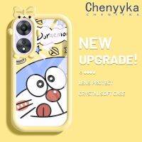 เคส Chenyyka สำหรับ OPPO A78 5G A58x A58 5G เคสการ์ตูนน่ารักรูปโบว์มอนสเตอร์น้อยน่ารักโดราเอมอนสเตอร์ตัวน้อยเคสนิ่มกันรอยขีดข่วนเคสโทรศัพท์โปร่งใสฝาครอบป้องกันเลนส์กล้องถ่ายรูปทีพียูซิลิกาเจล