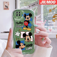 JIUMOO เคสสำหรับ Samsung Galaxy A22 4G A22 5G M22 A21s A23 A24เคสเนื้อครีมลายมิกกี้นิ่มกันกระแทกเคสโทรศัพท์โปร่งใสเจล TPU ซิลิกาแบบใสป้องกันการตกฝาครอบป้องกันเลนส์กล้องถ่ายรูป