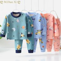 Kids Winter Pyjamas Sets Boys Girls Cartoon Dinosaur Thicken Sleepwear Autumn Warm Sleepwear Baby Pyjamas Tops Pants Suit