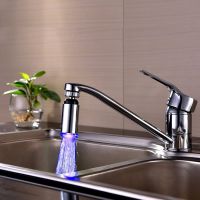 360 Degress Rotatable Led Kitchen Sink 3 Color Change Temperature Change Shower Led Faucet Taps Head Water Light Stream Spout