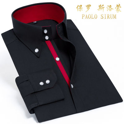 Casual Silk Cotton Shirt For Men Long Sleeve Non Iron Button Down Slim Fit Luxury Wedding Business Party Blouse