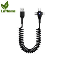 Leflame 3 In 1 6a สายเคเบิลยูเอสบีดึงกลับได้66วัตต์ชาร์จเร็วสปริงชนิด T-Type เข้ากันได้กับ Ios Android Type-C สายข้อมูล