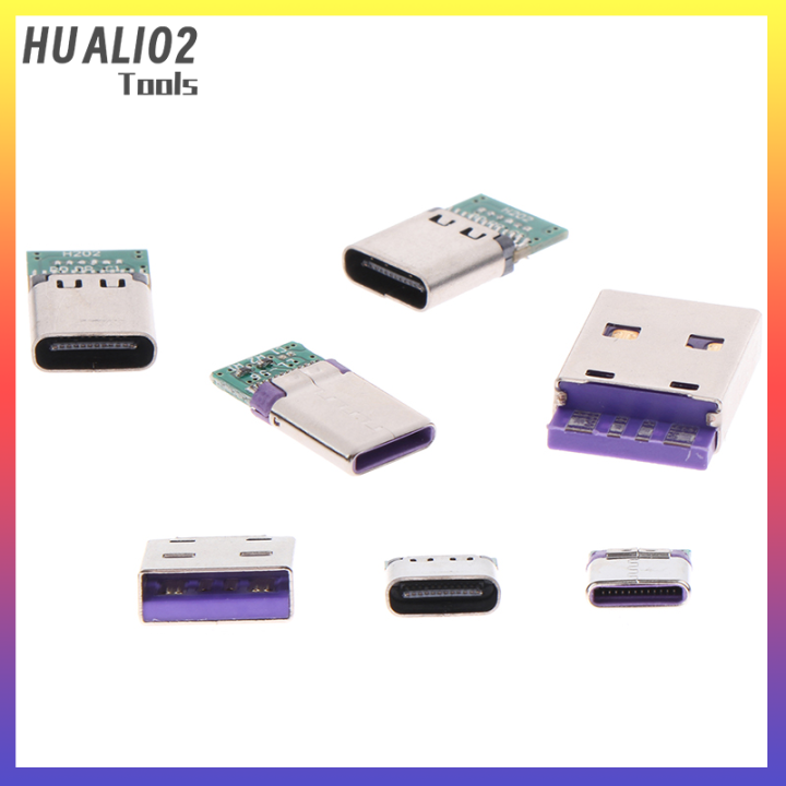 huali02-อะแดปเตอร์12-24พินตัวเมีย-ตัวผู้ต่อกับลวดและสายเคเบิลรองรับบอร์ด-pcb-5ชิ้น-usb-3-1ชนิด-c