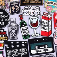 ▫♀✙ Wine Time Patches On Clothes Embroidered Patches For Clothing Red Wine Bottle cup Patch Tape Badges Iron On Patch Jacket Stripes