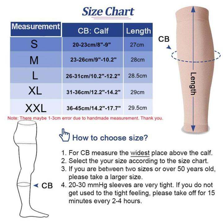 2ชิ้น20-30-mmhg-จบการศึกษาลูกวัวการบีบอัดแขนลูกวัวสนับสนุน-footless-ถุงเท้าการบีบอัดสำหรับเส้นเลือดขอดชิน-splints-อาการบวมน้ำ