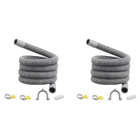 2X Drain Hose Extension Set Universal Washing Machine Hose 1.5M, Bracket Hose Connector and Hose Clamps Drain Hoses