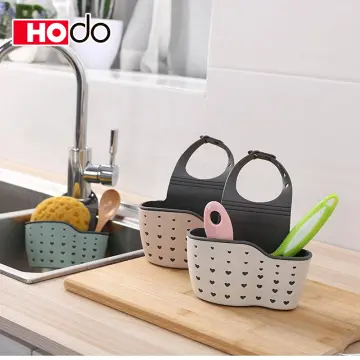 Ideal Kitchen Red Sponge Holder Sink Soap Organizer Storage Silicone Basket Hang Anywhere