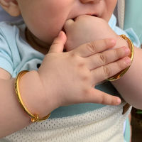 Ethlyn 2pcslot Classical Smooth Lucky Baby Newbaby Gold Color Kids Adjustable Bangle celet Best Children Gifts B147