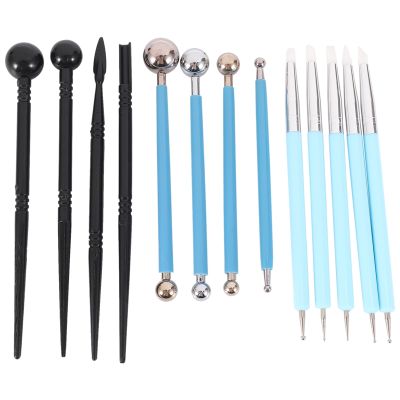 13pcs Polymer Modeling Clay Sculpting Tools, Dotting Pen, Silicone Tips, Ball Stylus, Pottery Ceramic Clay Indentation Tools Set Also For Cake Fondant Decoration And Nail Art