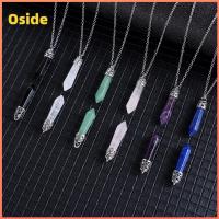 OSIDE เครื่องประดับแฟชั่น พระเครื่อง สีเขียว Aventurine ลาพิสลาซูลี จี้หินธรรมชาติ สร้อยคอหินบำบัดพลังงาน โรสควอตซ์ สร้อยคอคริสตัลหกเหลี่ยม