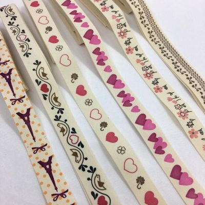 5Y 1cm-2.5cm Lovely Vintage Printed Cotton Ribbon For Handmade DIY Craft Gift Floral Packing Easter Wedding Christmas Deco Gift Wrapping  Bags