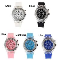 Hot Sale Luminous diamond watch Warna LED Geneva kekasih pelajar kekasih silikon pasangan jam hadiah jam tangan