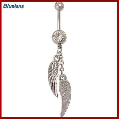 Bluelans®แหวนประดับเจาะร่างกายสะดือที่ห้อยเสื้อผ้าแฟชั่นปีกพลอยเทียมคู่จิวใส่หูผู้หญิง