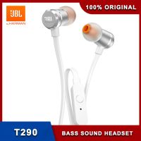 JBL T290 3.5mm Wired Earphones TUNE 290 Earbuds Stereo Music Sports Pure Bass Headset 1-Button Remote Hands-free Call with Mic