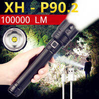 【เรือจากประเทศไทย】XHP90.2 ไฟฉายแรงสูง ไฟฉาย High Power Flashlight With 2*26650 battery อลูมิเนียมอัลลอยด์ LED ยุทธวิธีแบบพกพาชาร์จมือถือได้ ไฟฉาย 3โหมดสว่างมากสำหรับการตั้งแคมป์การเดินป่าตกปลา