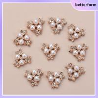 BETTERFORM 10PCS ที่เป็นประกาย เครื่องประดับหมวก คริสตัล กิ๊บติดผมไข่มุก ปุ่ม Rhinestone กระดุมมุก เครื่องประดับศีรษะ