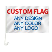 ZXZ 30x45cm custom design car flags Blank Sublimation window mini car flag with plastic flagpole for decoration