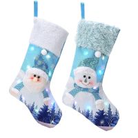 1 Pack Glow Christmas Stocking 18 Large Xmas Stockings Decorations with LED Light Christmas Kids gifts Christmas Tree Ornament Socks Tights