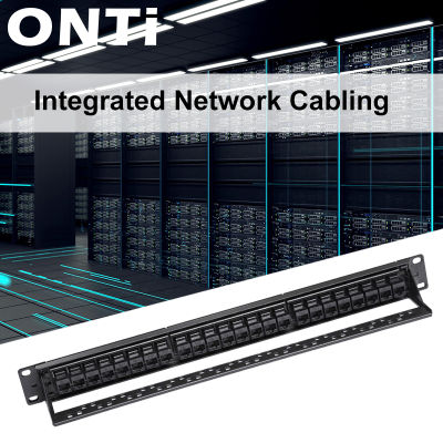 ONTi ชั้นวาง1U 19in 24พอร์ตตรงผ่านแผงแพทช์ CAT6 RJ45สายเคเบิลเครือข่ายอะแดปเตอร์ Keystone แจ็คอีเธอร์เน็ตกรอบการกระจาย