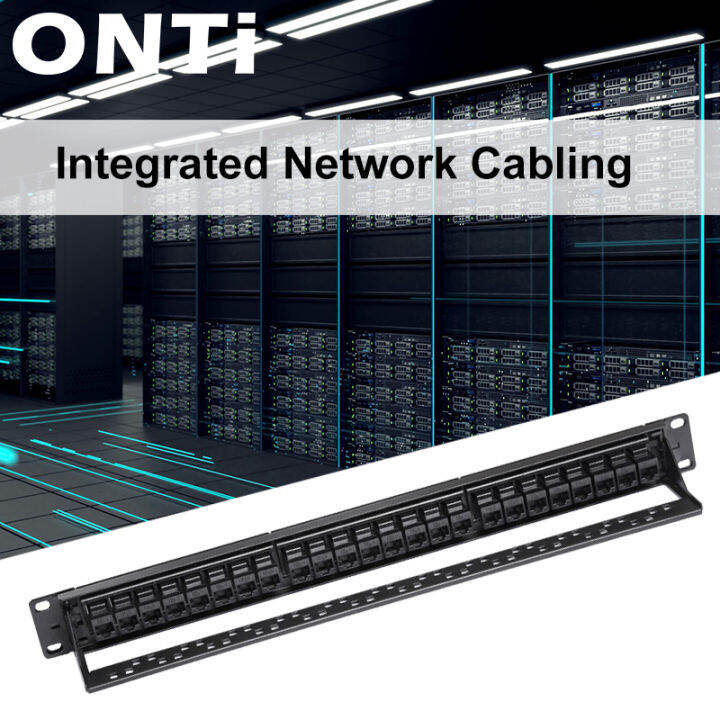 onti-ชั้นวาง1u-19in-24พอร์ตตรงผ่านแผงแพทช์-cat6-rj45สายเคเบิลเครือข่ายอะแดปเตอร์-keystone-แจ็คอีเธอร์เน็ตกรอบการกระจาย