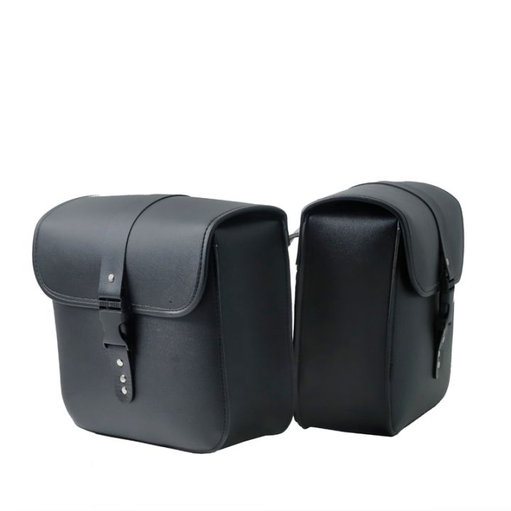 ชุดอุปกรณ์จัดระเบียบกระเป๋าเก็บของข้างสำหรับมอเตอร์ครอส2ชิ้นกระเป๋ากระเป๋าหนัง-pu-สีดำกันน้ำสำหรับ-honda-yamaha-suzuki