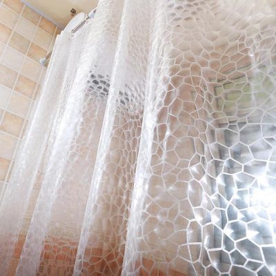 【CW】▼  Curtain Shower Thickened Bathing Sheer Wide Transparent with Hooks