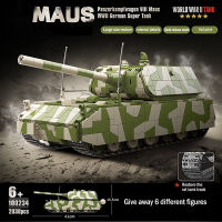 สงครามโลกครั้งที่สองทหารเยอรมันยานเกราะ VIII Maus ฉบับที่8เมาส์ประเภทหนักถังอาคารบล็อก WW2กองทัพอาวุธอิฐเด็กของเล่น